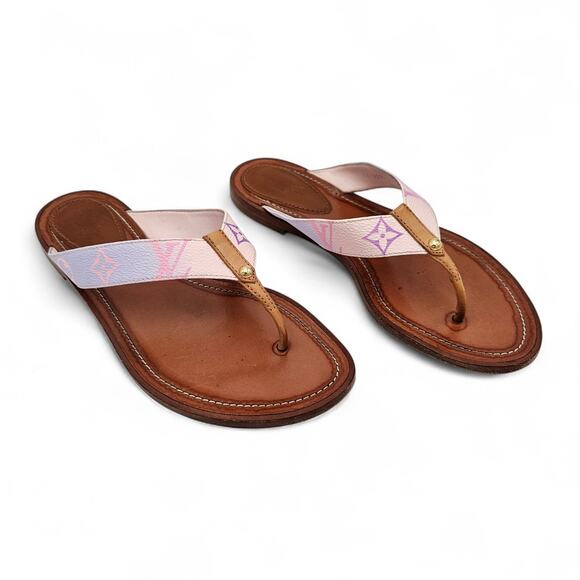 Louis Vuitton LV Sunny Flat Thong Sandal Flip Flop Pink Purple Size 38 US 8 - Picture 1 of 12